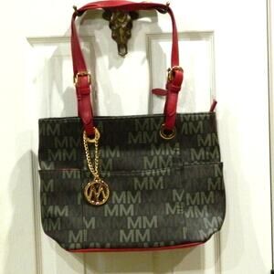MFK Collection M Logo Stylish Tote Vegan Leather